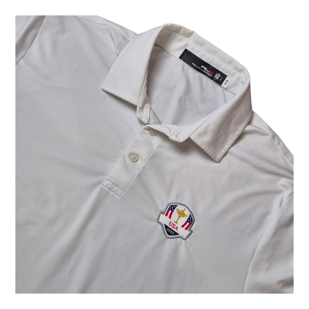 RLX Ralph Lauren Mens L 2023 Ryder Cup USA White Golf Polo Shirt Performance